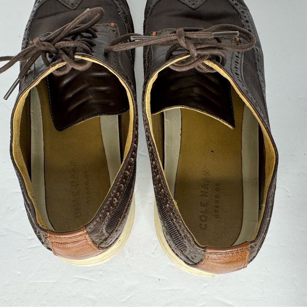 Cole Haan‎ Grand O’s Brown Leather And Fabric Wingtip Oxfords  Men’s Size 11.5 M - Picture 10 of 13
